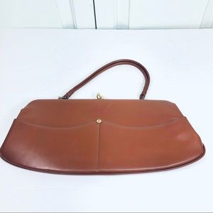 Vintage Markay Bag Slip Pockets Made In USA Lined Leather Bag Color Brown